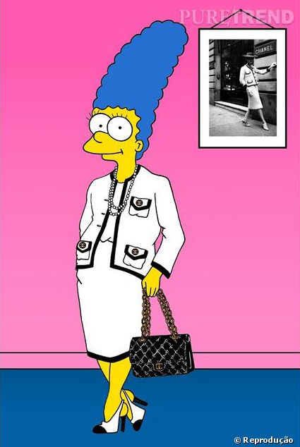 Marge Simpson com o clássico conjuntinho de tweed de Coco Chanel.
