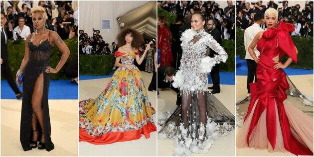Mary J. Blige e Zendaya de Dolce & Gabbana / Chrissy Teigen e Rita Ora de Marchesa