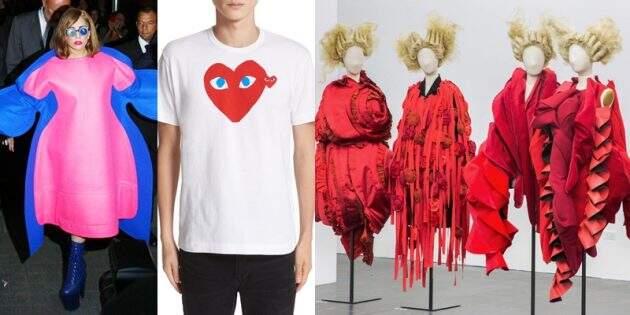 Lady Gaga com Look Comme des Garçons / camiseta com a logo da marca / Alguns modelos que estarão em exposição no museu em NY
